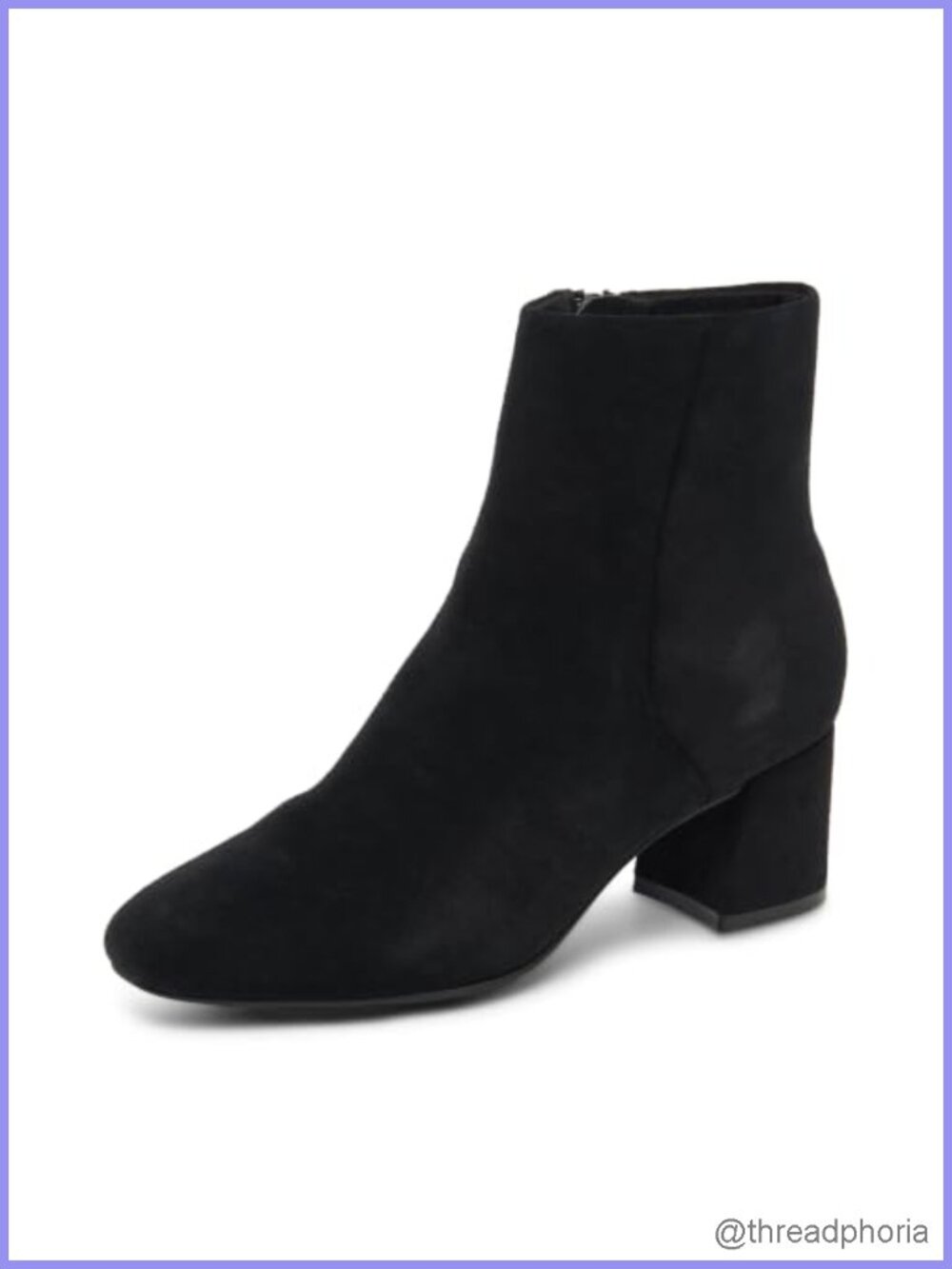 Waterproof Suede Ankle Bootie with Almond Toe and Block Heel
